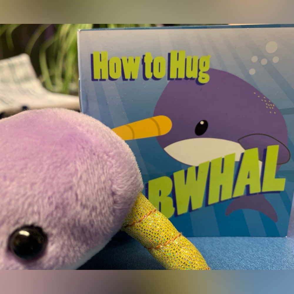 How To Hug A Narwhal! Plush narwhal with mini-booklet.
